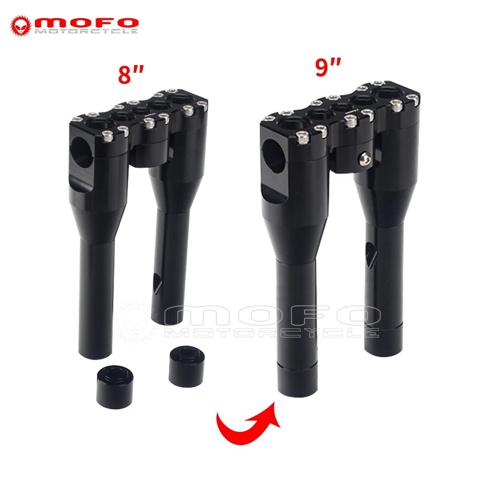 Kit elevador de manillar de 8"" abrazadera de 1" para Harley Softail Street Bob FXBB FXBBS FXST Foto 3 de 4