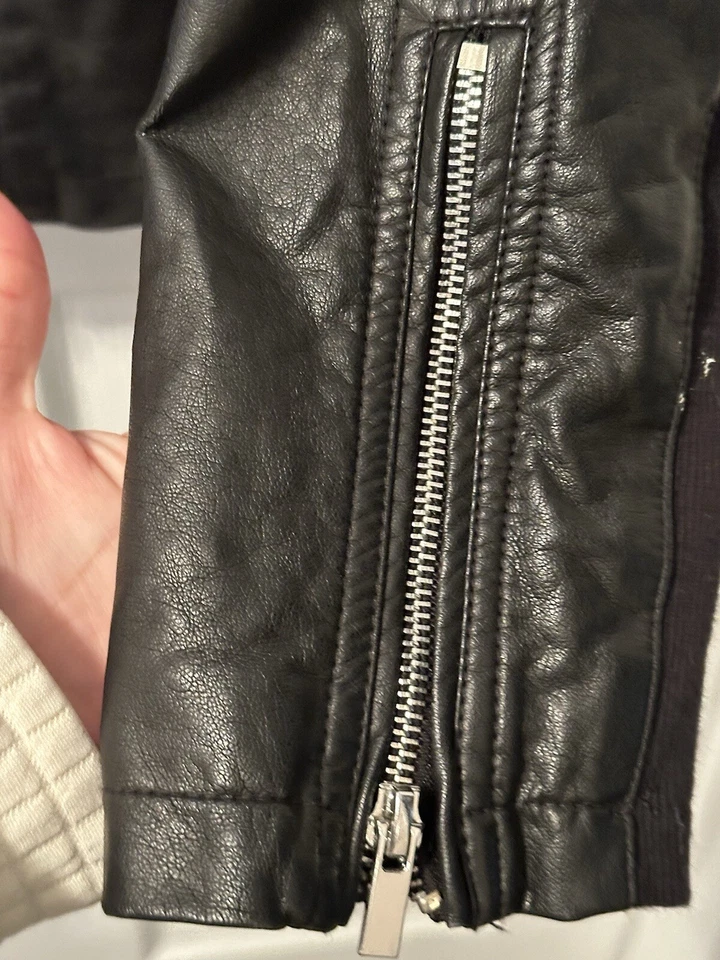 Black Zip Faux Leather Zip Biker Jacket WORTHINGTON Women’s Medium - Image 4 of 4