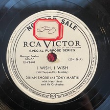 RCA VICTOR 20-4126 PROMO Dinah Shore/Tony Martin 78rpm I Wish, I Wish