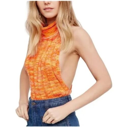 Free People Laguna Open Back Tank In Clementine Orange NWT Medium