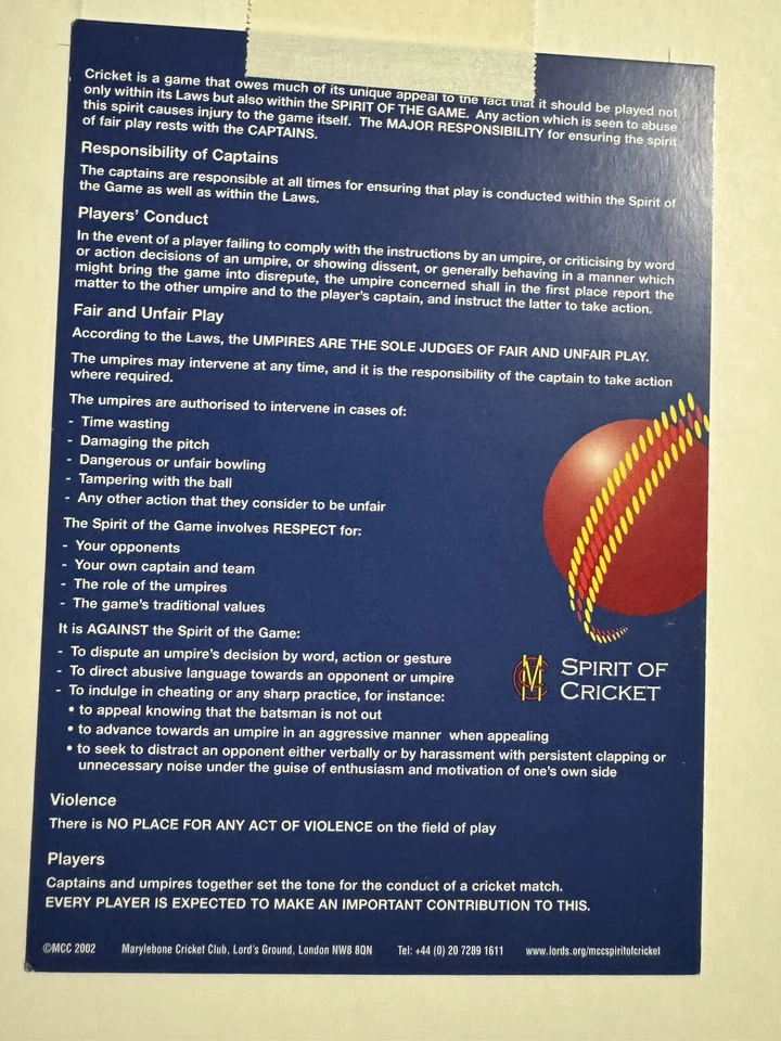 Tarjeta Spirit Of Cricket firmada por Sachin Tendulkar muy rara Foto 2 de 2