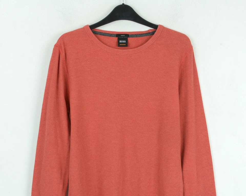 HUGO BOSS S Suéter Ajustado De Cuello Redondo Naranja - Imagen 2 de 4