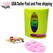 7 Day Weekly Pill Organizer Case Portable Color Coded Container Medicine Holder