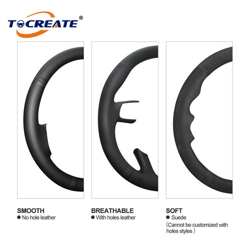 Black Genuine Leather Steering Wheel Cover for Hyundai Tucson 2005-2009 #0501 - Foto 7 di 10