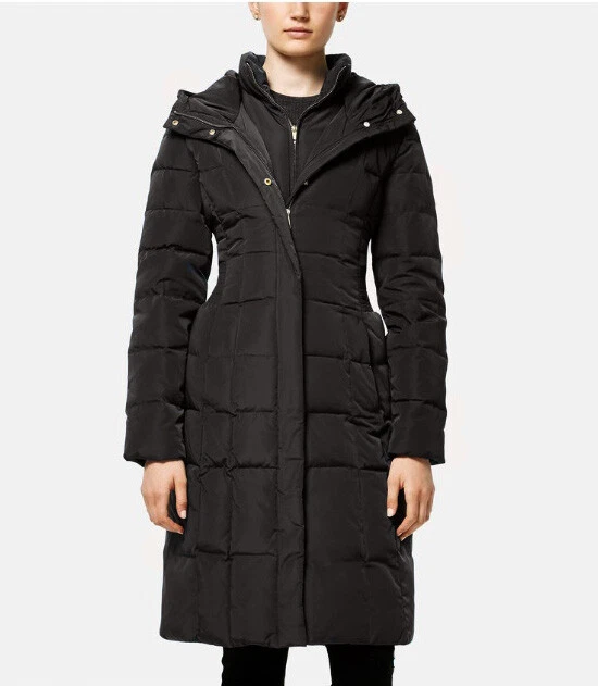 Cole haan women's down maxi coat 2025 with oversized collar