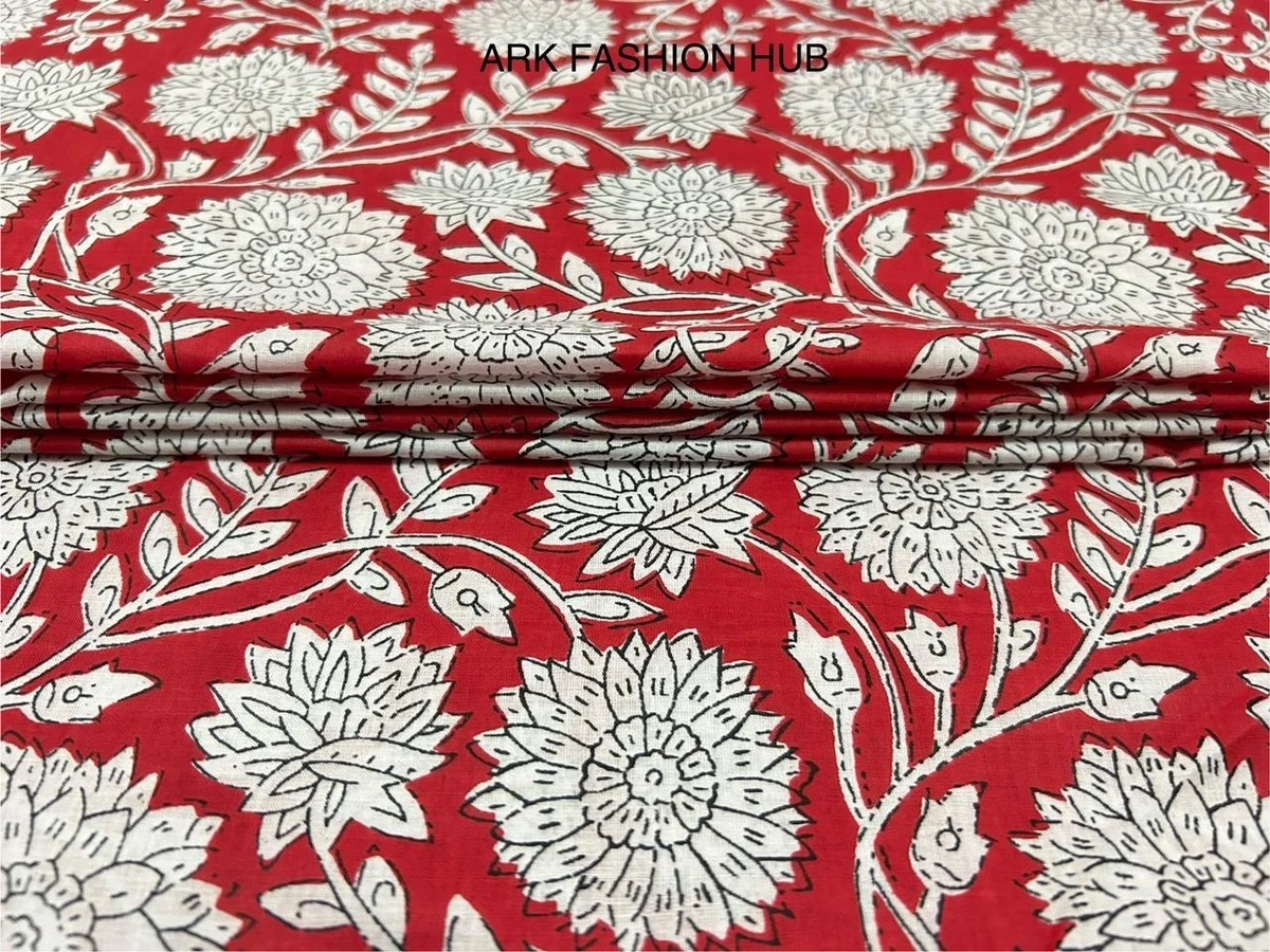Indiano Rosa Cotone Voile Tessuto Cucito Mano Stampa Craft Materiale 1