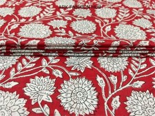 5 Yard Indian Hand Block Floral Print 100 Cotton Dressmaking Craft Fabric