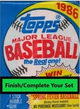 1986 Topps Baseball Finish / Complete Your Set 201-400