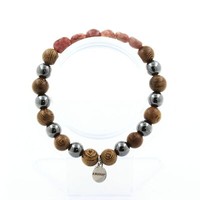 Steine Und MinéRaux. Armband Rubin Du Brazilien + Perlen HäMatit + Holz 8 Mm. Fa