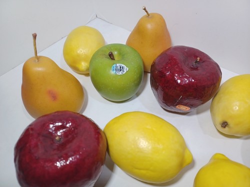Vintage Lot 10 Pc REALISTIC Artificial Faux Fruit Apples & Pears Mango Lemons - Picture 8 of 8