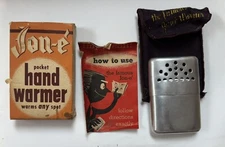 Famous JON-E Hand Warmer Aladdin Camping Vintage Original Bag, Box, Instructions