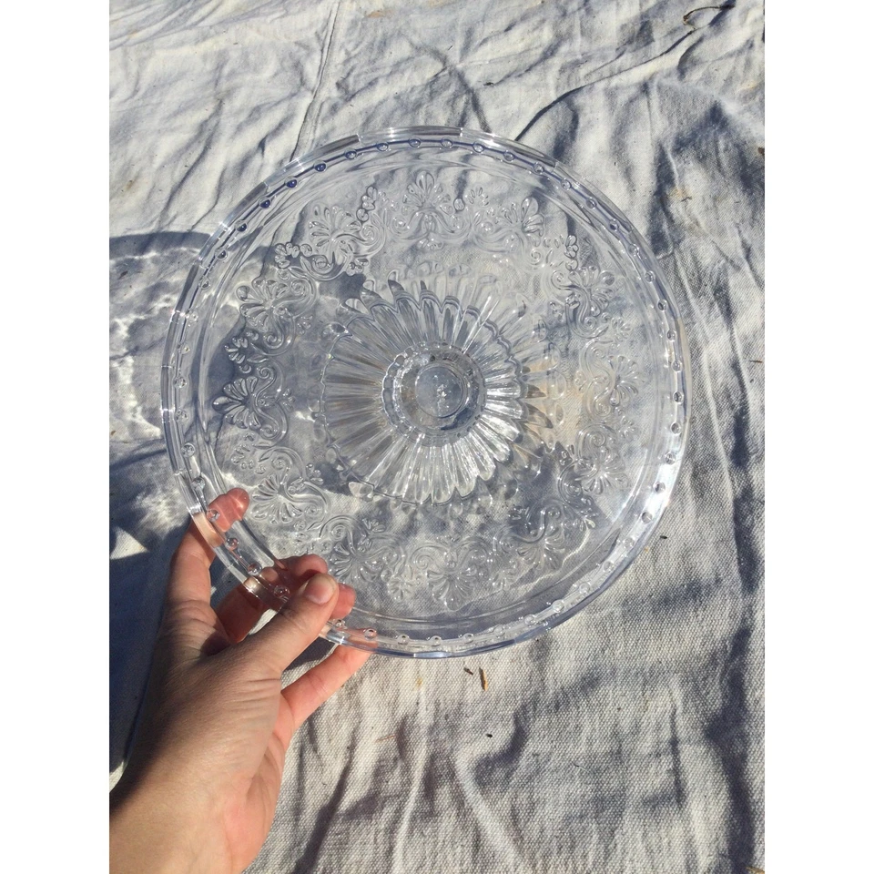 Pioneer Mujer Vidrio Transparente Soporte para Pasteles NUEVO Postre Grabado Boda Cupcakes Pedestal Foto 2 de 4
