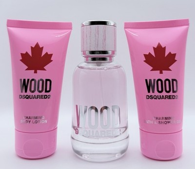 WOOD By Dsquared2 1.7 Oz EDT , 1.7oz Shower Gel + 1.7 Oz Body Lotion Unboxed
