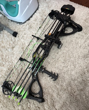 HOYT Charger Compound Bow for Men - Black Bow with Green Strings, Green/Black