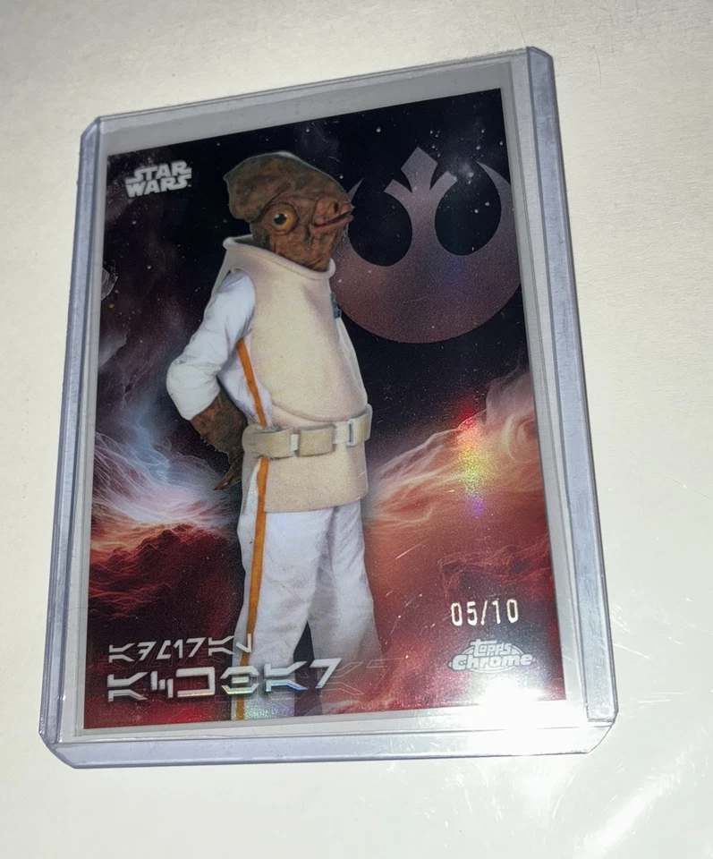 2025 Topps Chrome Star Wars AV-1 Admiral Ackbar Black Refractor Aurebesh  /10 - Image 3 of 4