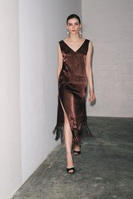 ZARA ABITO DONNA NUOVA COLLEZIONE ZW CON FRANGE RICAMATE MARRONE taglia M 5344/203/700