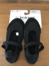 New NWT Isotoners Indoor/Outdoor Black Slippers Memory Foam Size M 6.5-7.5