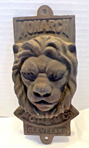Antique Cast Iron Monarch Lion Head Stove Furnace Flue Damper Control Cover