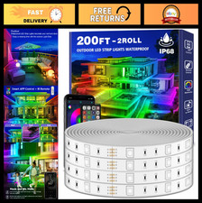200ft Waterproof LED Strip Lights - IP68 RGB Outdoor Lights with App  Remote, M