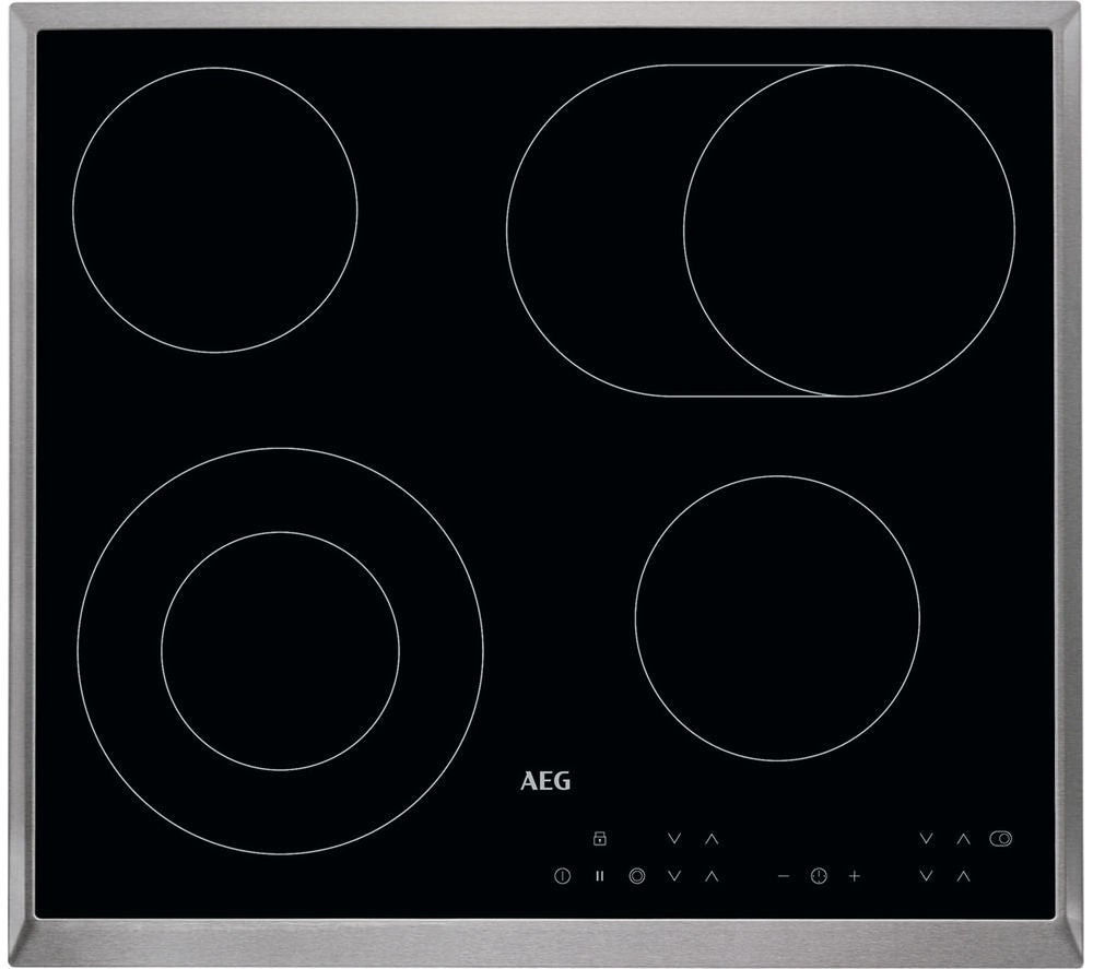 AEG HK634060XB Ceramic Hob 60cm 4 Zone Stainless Steel Trim