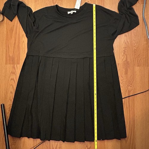 MOA MOA Plus Size 2X Black Long Sleeve Pleated-Skirt Fit & Flare Dress Knee NEW - Picture 12 of 12