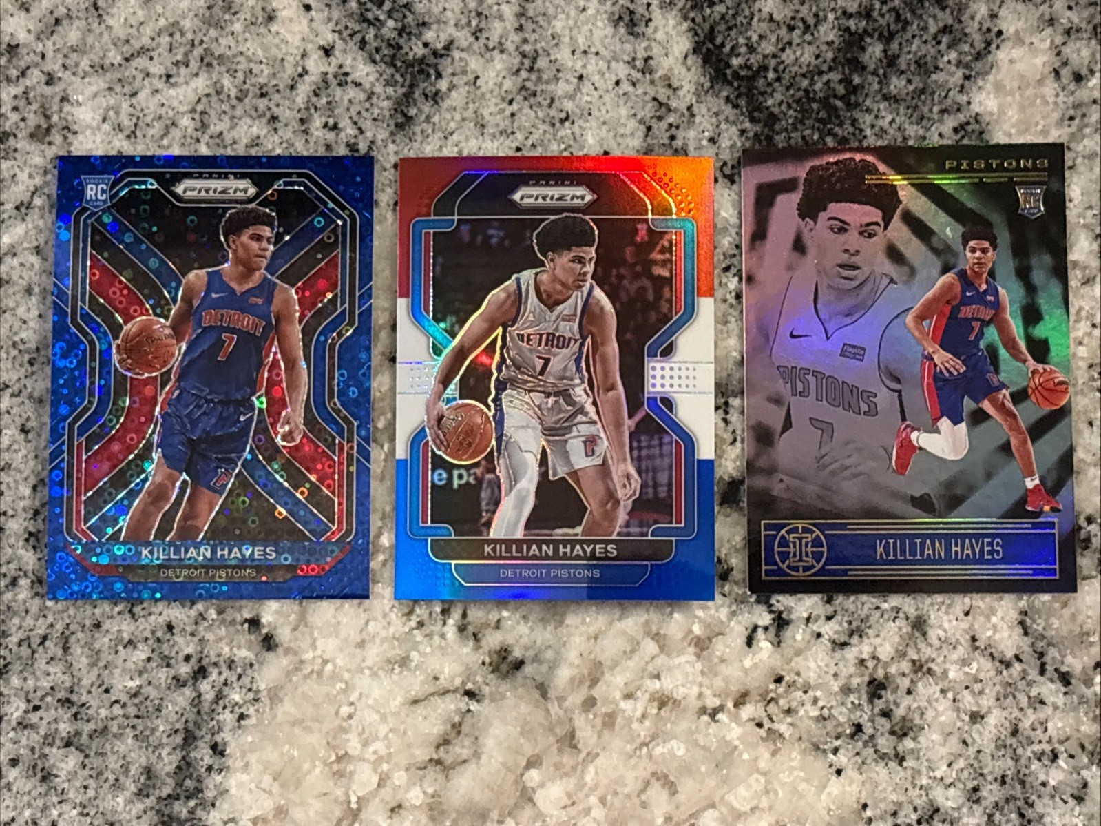 Killian Hayes 20/21 Prizm #’d 166/175 RC & 21/22 RW&B Prizm & Illusions RC 