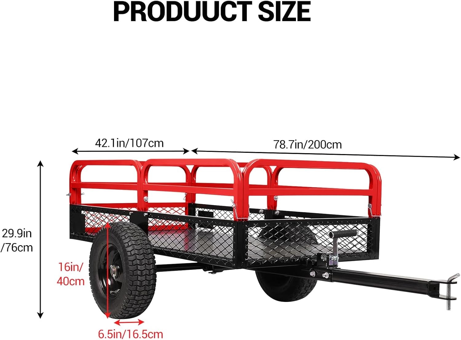 1500 LBS Tow Behind Dump Cart Garden Wagon Cart Trailer Utility Cart w/ 2 Wheels