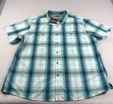 Eddie Bauer Shirt Mens 2XL Blue Plaid Travex Button Up Mountain Outdoor Hiking