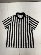 Spirit Black White Striped Referee Short Sleeve Polo Costume Shirt Adult Size XL