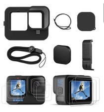 Silicone Case With Glass Screen Protector for GoPro Hero 12 11 10 9 Black- New