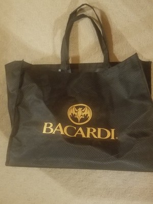 Bacardi Rum Liquor Black Vinyl Tote Bag 16Hx20Wx8D Used But In Great Condition