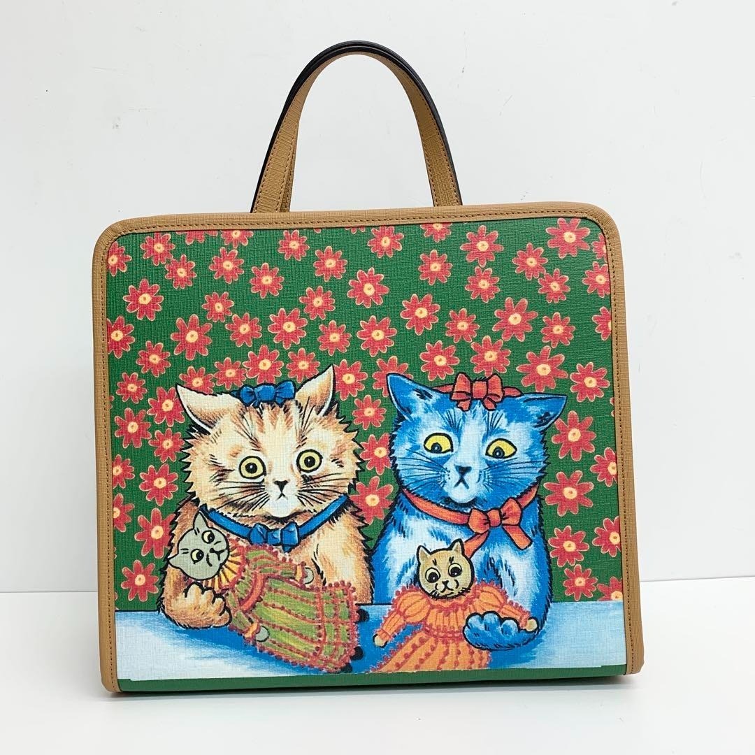 GUCCI Children's 2way Shoulder bag Handbag Cat Print Louis Wain