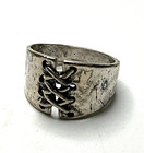 DQ09 Vintage Sterling Silver Wide Band Lace-Up Corset Design Ring Sz 8 — photo 2