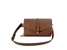 WOMENS Small Crossbody Bag Wallet Purse Brown Faux Leather Double Zip Around NEW