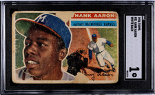 1956 Topps 31 Hank Aaron White Back - SGC 1 HOF