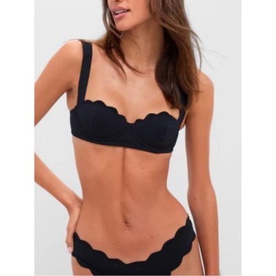 MARYSIA Black North Top Size Large Poolside Vacation Underwire Bikini Scallop