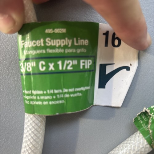 Lot of 2 ProLine 16” Faucet Supply Lines 3/8" Compression x 1/2" FIP Vinyl NEW
