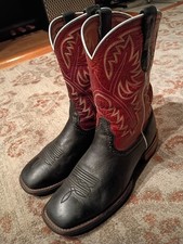 ARIAT QUICKDRAW BLACK LEATHER SQUARE TOE COWBOY BOOTS 10002221 MEN'S SIZE 9D