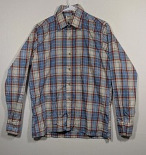 Montgomery Ward Plaid Long Sleeve Button Shirt Mens Size M Vintage