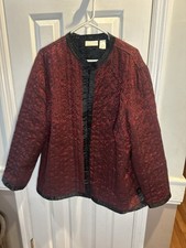 Alfred Dunbar Red Black Quilted Brocade Holiday Open Front Jacket Elegant 22W