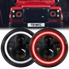 2x 7" LED Headlights Red DRL Amber Turn Signals for Land Rover Defender 90 & 110