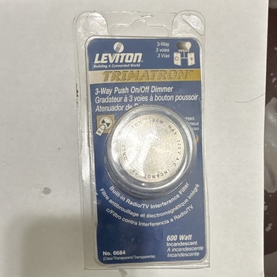 Leviton Trimatron 3-Way Push On/Off Lighted Dimmer Switch 600W Clear 6684
