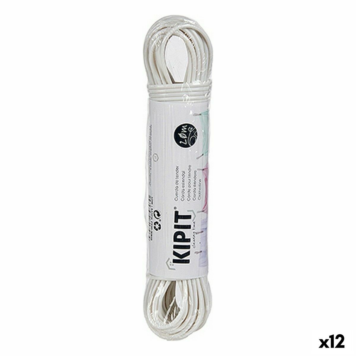 Cuerda para Tender Kipit Blanco PVC 20 m 20,5 x 4 x 3,5 cm [12 Unidades]