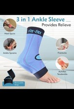 3-in-1 Ankle Compression Sleeve with Silicone Heel Pad Ankle Brace, 1X Small