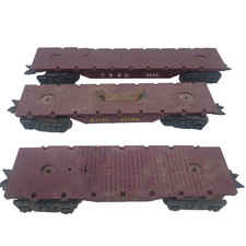 Marx O Gauge Flatcar Lot of 3 CB Q 5545 Southern 51100 Erie Freight Train Cars