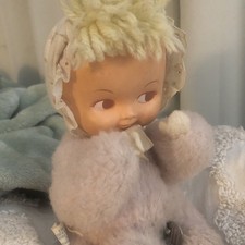 Vtg Eden Waggie Musical Pink Baby Doll Plush Toy Wind Up Musical Rubber Face