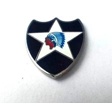 SILVER U.S. Army 2nd Infantry Division Lapel Pin Veteran Tie Suit Shirt Pin