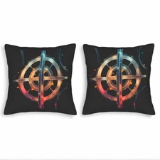 Futuristic Circular Design Throw Pillow Covers 18x18in Set of 2 - for Couch Bed 