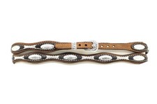 M F Western Hat Band Scallop Classic Oval Concho Brown 02396107