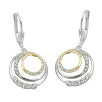 Ohrbrisur OhrhäNger Ohrringe 30X14Mm Kreise Bicolor Mit Zirkonias Silber 925